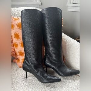 Zara Glittery Black Heeled Boots